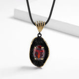 Vintage Ruby Gemstone Pendant Necklace Two Tone Women Rope Chain Jewelry