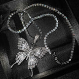 Women's Zircon Butterfly Necklace Charm Long Chains Sweater Choker