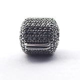 925 Silver Clear CZ Pave Barrel Clip Charms for Bracelet