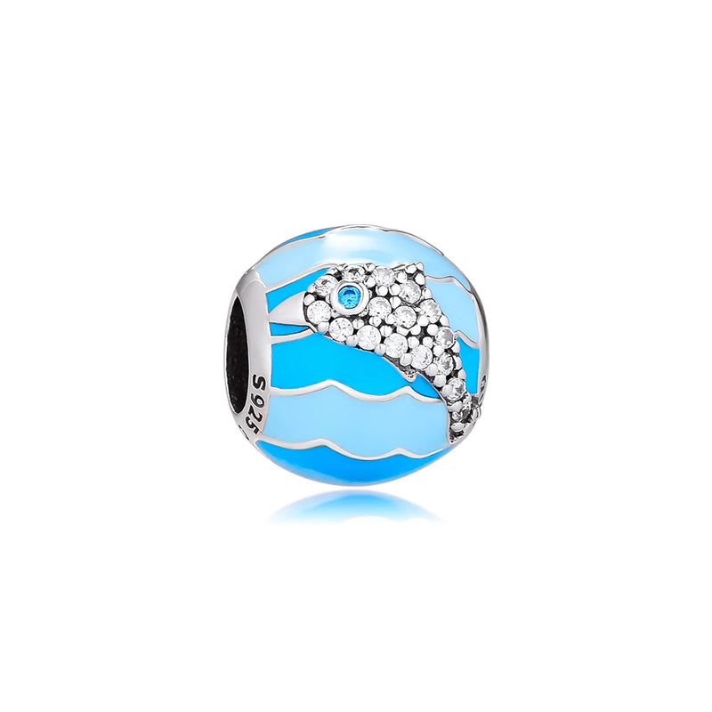 925 Sterling Silver Dolphin Ocean Charm for Jewelry Making