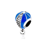 925 Silver Hot Air Balloon Heart Charm for DIY Jewelry