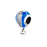 925 Silver Hot Air Balloon Heart Charm for DIY Jewelry