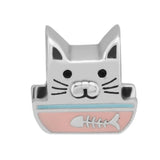 925 Silver Cartoon Cat Charm for Bracelets