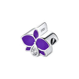 925 Sterling Silver Purple Orchid Charm DIY for Bracelets
