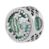 925 Sterling Silver Dazzling Daisy Bead with Green CZ