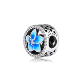 925 Silver Floral Beads with Pale Enamel