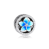 925 Silver Floral Beads with Pale Enamel