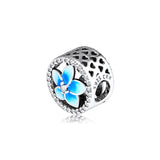 925 Silver Floral Beads with Pale Enamel