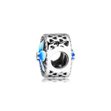 925 Silver Floral Beads with Pale Enamel