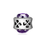 Radiant Heart Charm Purple CZ 925 Sterling Silver DIY Bracelets Women Gift