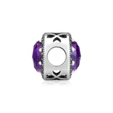 Radiant Heart Charm Purple CZ 925 Sterling Silver DIY Bracelets Women Gift