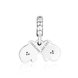 925 Sterling Silver Glove Dangle Charm, Berry Red Enamel DIY Charms Bracelets