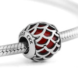925 Sterling Silver Fish Scale Charm Red Enamel DIY