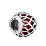 925 Sterling Silver Fish Scale Charm Red Enamel DIY