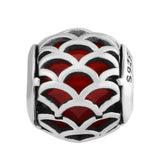 925 Sterling Silver Fish Scale Charm Red Enamel DIY