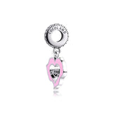 925 Sterling-Silver-Jewelry Mom Love Charms Pink Enamel