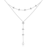 925 Sterling Silver Pave Wishing Star Necklace for Jewelry Making