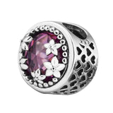 925 Sterling Silver Pink Daisy Bead Charm for Bracelets