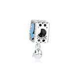 925 Sterling Silver Blue Enamel Dolphin Charm for Bracelet DIY