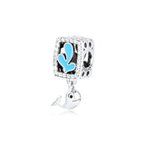 925 Sterling Silver Blue Enamel Dolphin Charm for Bracelet DIY