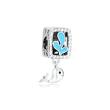 925 Sterling Silver Blue Enamel Dolphin Charm for Bracelet DIY