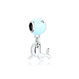 925 Sterling Silver Playing Seal Dangle Charms Blue Enamel DIY