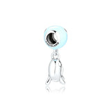 925 Sterling Silver Playing Seal Dangle Charms Blue Enamel DIY