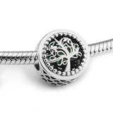 925 Sterling Silver Radiant Tree Heart Beads DIY Charm Bracelets
