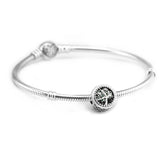 925 Sterling Silver Radiant Tree Heart Beads DIY Charm Bracelets