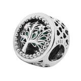 925 Sterling Silver Radiant Tree Heart Beads DIY Charm Bracelets