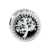 925 Sterling Silver Radiant Tree Heart Beads DIY Charm Bracelets