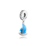 925 Silver Sailboat Dangle Charm Enamel DIY for Bracelets & Necklace