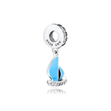 925 Silver Sailboat Dangle Charm Enamel DIY for Bracelets & Necklace