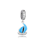 925 Silver Sailboat Dangle Charm Enamel DIY for Bracelets & Necklace