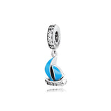 925 Silver Sailboat Dangle Charm Enamel DIY for Bracelets & Necklace