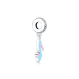 925 Sterling Silver Stiletto Dangle Charm Mixed Enamel DIY