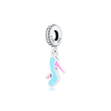 925 Sterling Silver Stiletto Dangle Charm Mixed Enamel DIY
