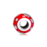 925 Sterling-Silver-Jewelry Wintry Delight Charm- Midnight Red Enamel