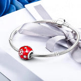 925 Sterling-Silver-Jewelry Wintry Delight Charm- Midnight Red Enamel