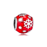 925 Sterling-Silver-Jewelry Wintry Delight Charm- Midnight Red Enamel