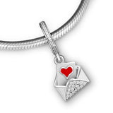 925 Sterling Silver Lover Hanging Charm Red Enamel DIY