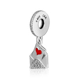 925 Sterling Silver Lover Hanging Charm Red Enamel DIY