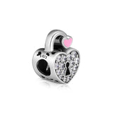 925 Silver Pink Enamel Padlock Charm for Bracelets - DIY Jewelry Making