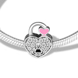 925 Silver Pink Enamel Padlock Charm for Bracelets - DIY Jewelry Making