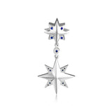 925 Sterling-Silver Pave Wishing Star Dangle Charm Blue Enamel