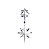 925 Sterling-Silver Pave Wishing Star Dangle Charm Blue Enamel
