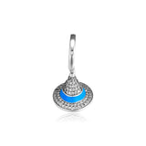 925 Silver Sorcerer's Hat Blue Pink Enamel Charm