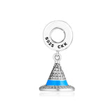 925 Silver Sorcerer's Hat Blue Pink Enamel Charm