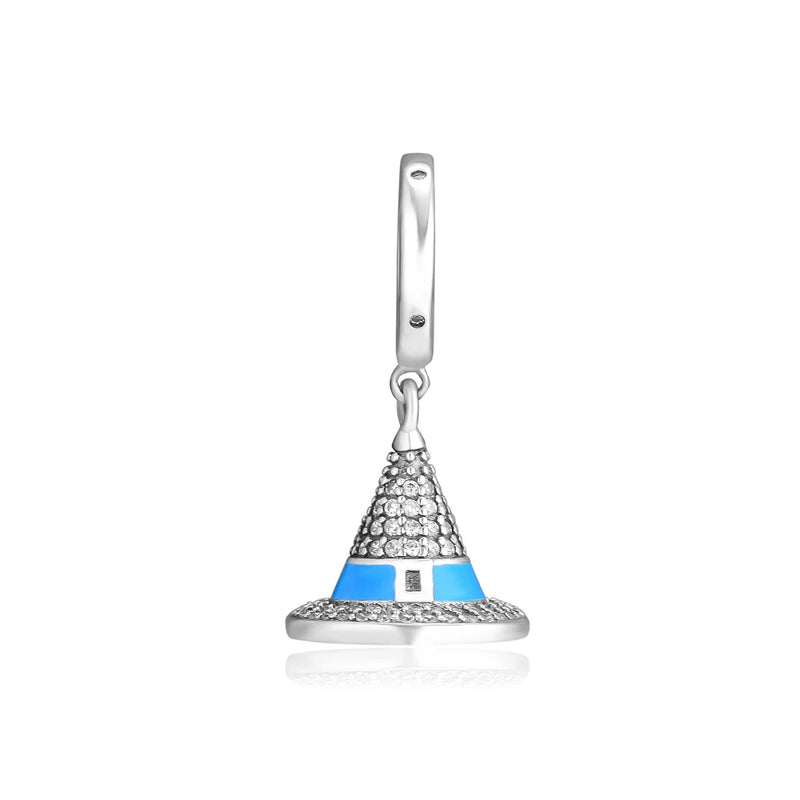 925 Silver Sorcerer's Hat Blue Pink Enamel Charm