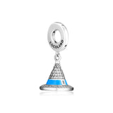 925 Silver Sorcerer's Hat Blue Pink Enamel Charm